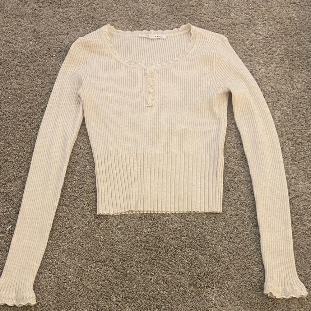 Celebrity Pink Beige Ribbed Long Sleeve Top